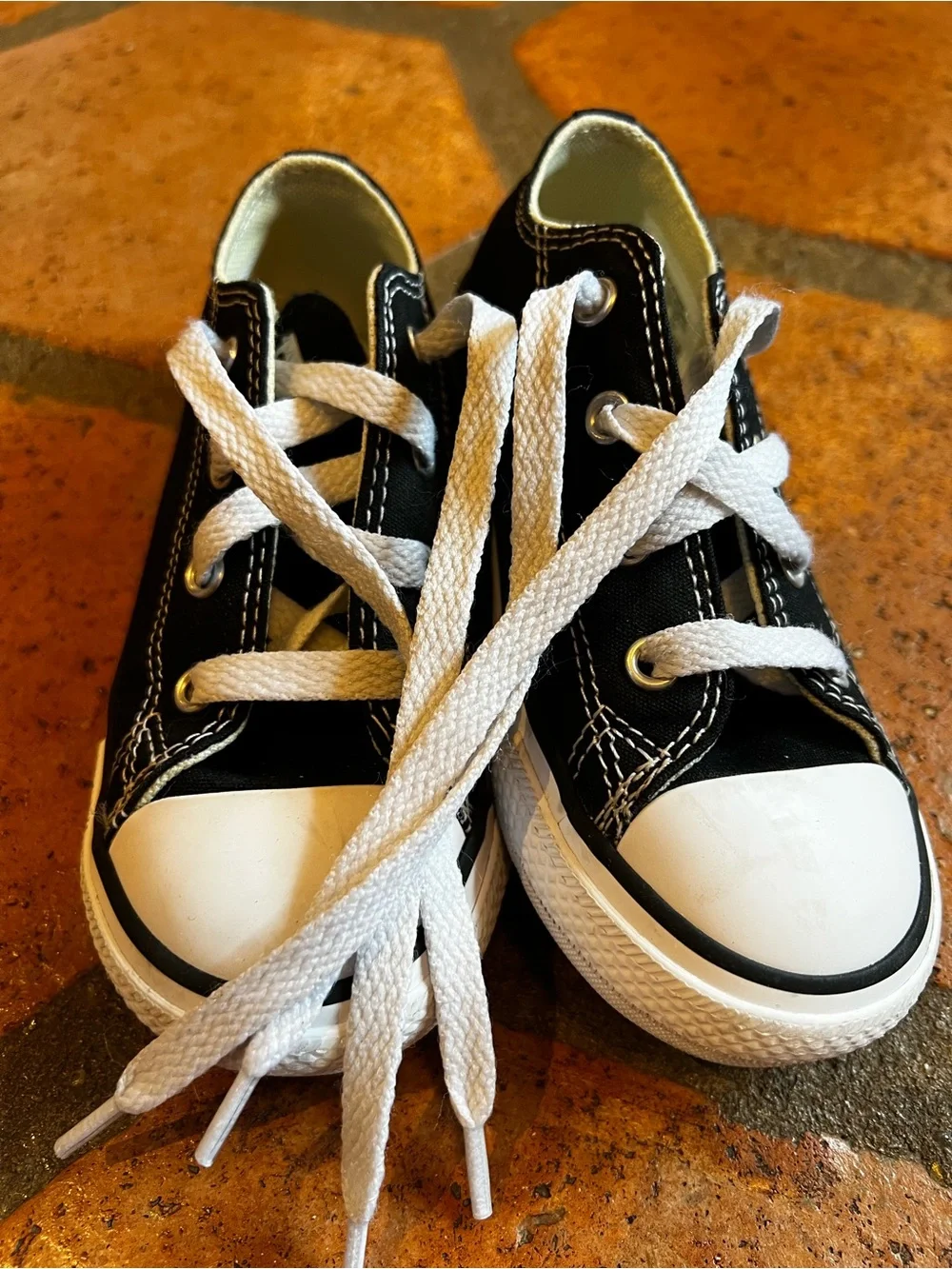 Converse Kids Black Low-Top Sneakers with White Accents